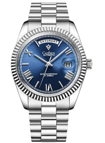 Men's Classic Watch - silver-tone bracelet and blue dial
