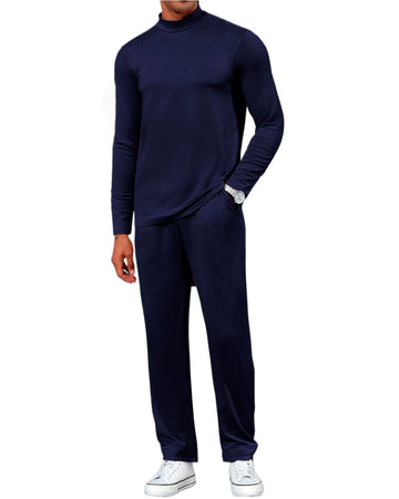 Uni Clau Men’s 2 Piece Tracksuits Sets Casual Long Sleeve Sweatsuits Sets Jogging Outfit Suits Sets Blue 2XL