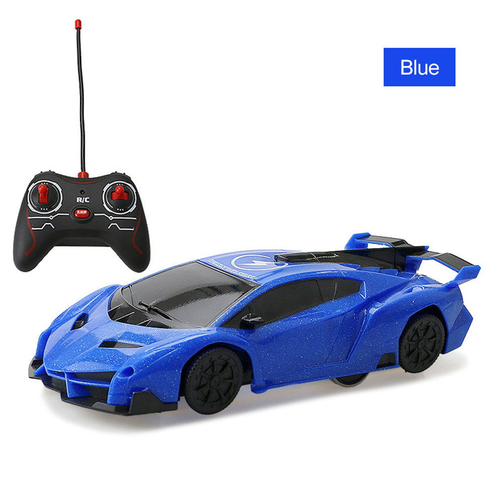 Remote Control Wall-Climbing Car - blue sports car with black controller