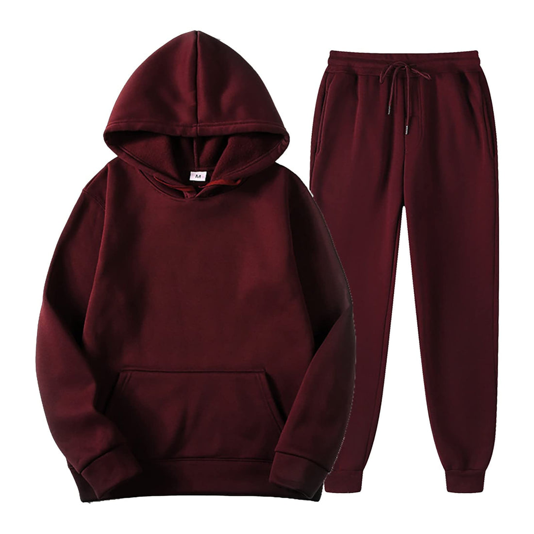 Women's 2-Piece Hooded Tracksuit Set - burgundy hoodie and matching drawstring joggers
