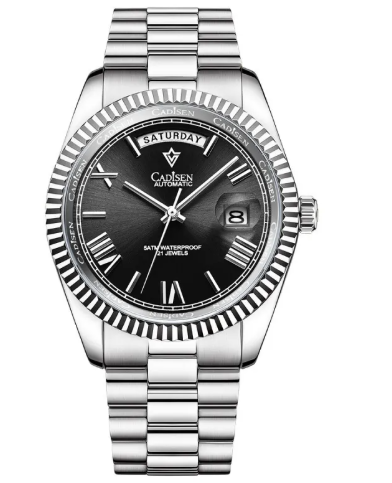 Men's Classic Watch - silver-tone bracelet and black dial