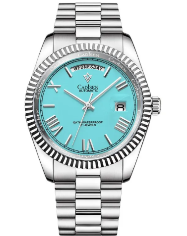 Men's Classic Watch - silver-tone bracelet and turquoise dial